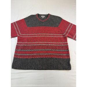 Cottage core Woolrich Womens Fair Isle V Neck Sweater Charcoal Red Size XXL